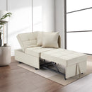 EROMMY 3-in-1 Sleeper Sofa Chair Bed, 5-position Adjustable Backrest Pull Out Sofa Bed With Faux Linen Sofa Fabric, Chair Bed, Beige-Erommy
